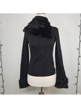 Yuka rabbit fur trimmed top size petite small